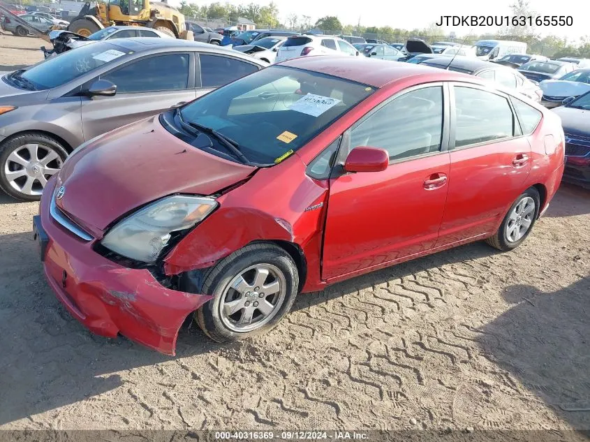 2006 Toyota Prius VIN: JTDKB20U163165550 Lot: 40316369