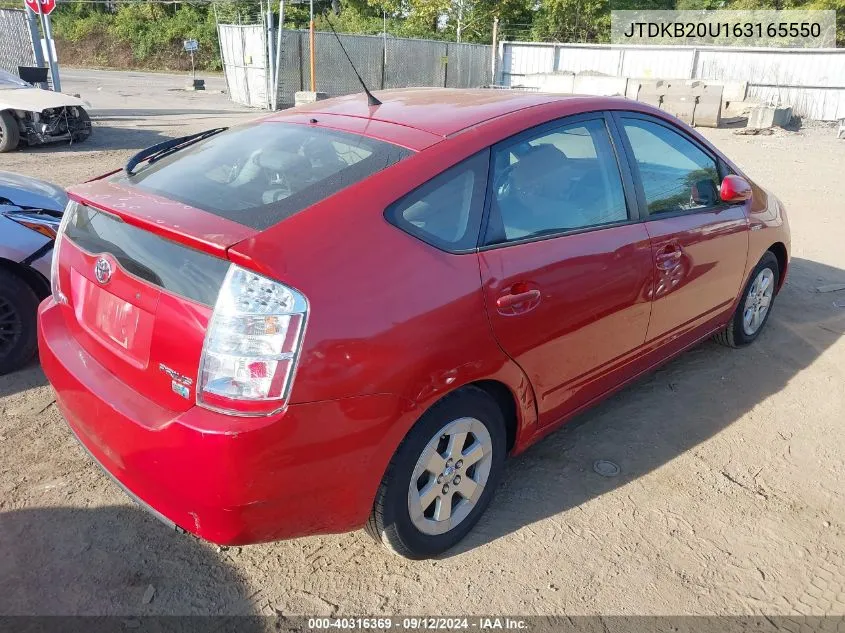 2006 Toyota Prius VIN: JTDKB20U163165550 Lot: 40316369