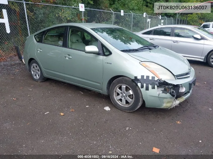 2006 Toyota Prius VIN: JTDKB20U063136007 Lot: 40361553