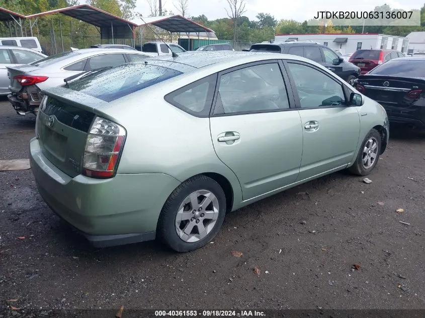 2006 Toyota Prius VIN: JTDKB20U063136007 Lot: 40361553