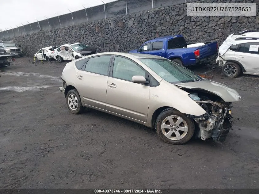 2006 Toyota Prius VIN: JTDKB22U767528651 Lot: 40373746