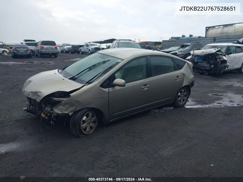 2006 Toyota Prius VIN: JTDKB22U767528651 Lot: 40373746