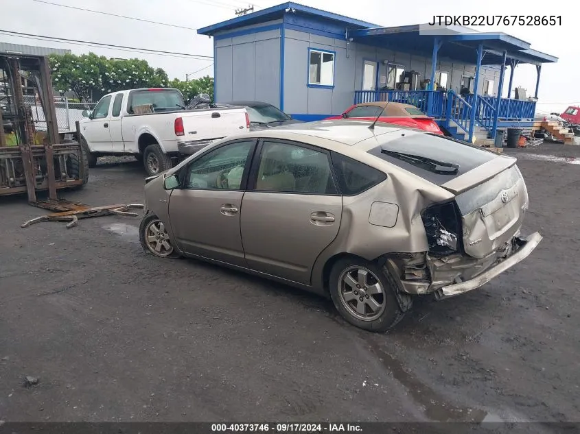 2006 Toyota Prius VIN: JTDKB22U767528651 Lot: 40373746