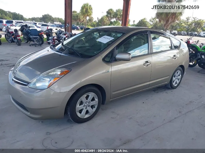 2006 Toyota Prius VIN: JTDKB20U167542659 Lot: 40423491