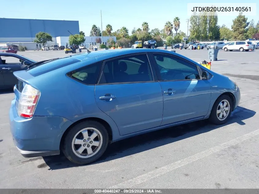 2006 Toyota Prius VIN: JTDKB20U263140561 Lot: 40440247