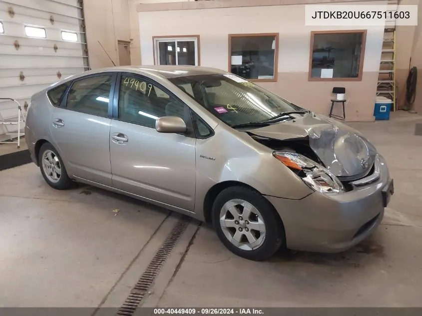 JTDKB20U667511603 2006 Toyota Prius