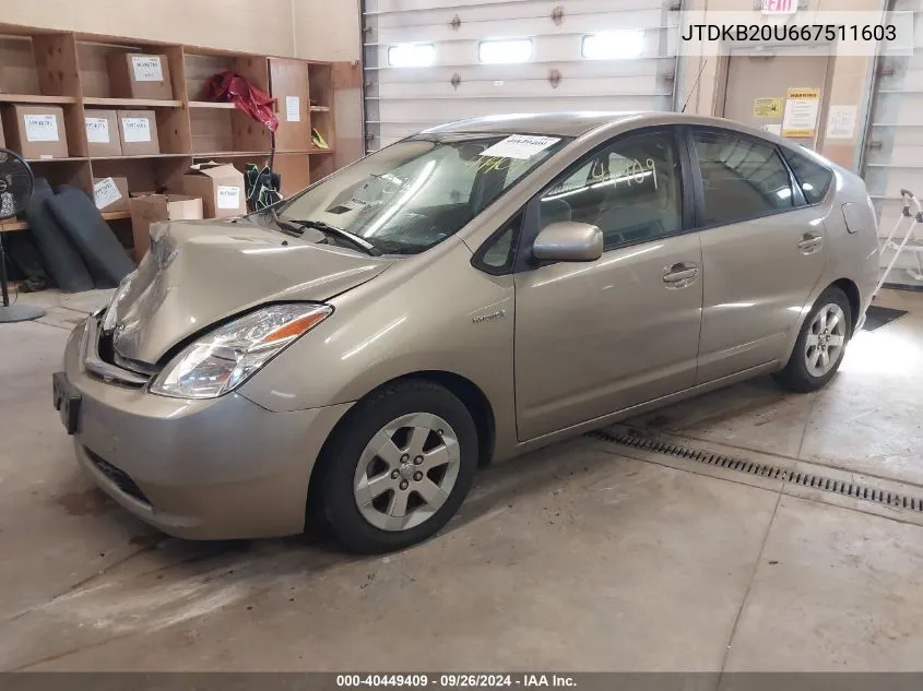 JTDKB20U667511603 2006 Toyota Prius