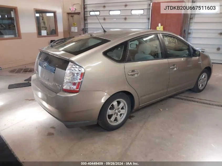 JTDKB20U667511603 2006 Toyota Prius