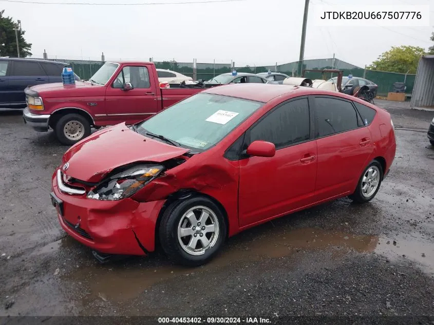 2006 Toyota Prius VIN: JTDKB20U667507776 Lot: 40453402