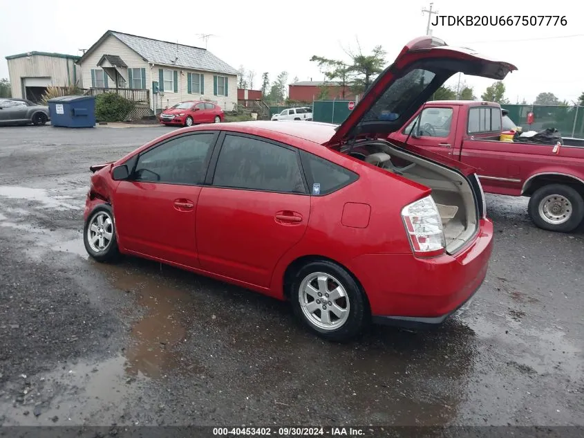 2006 Toyota Prius VIN: JTDKB20U667507776 Lot: 40453402