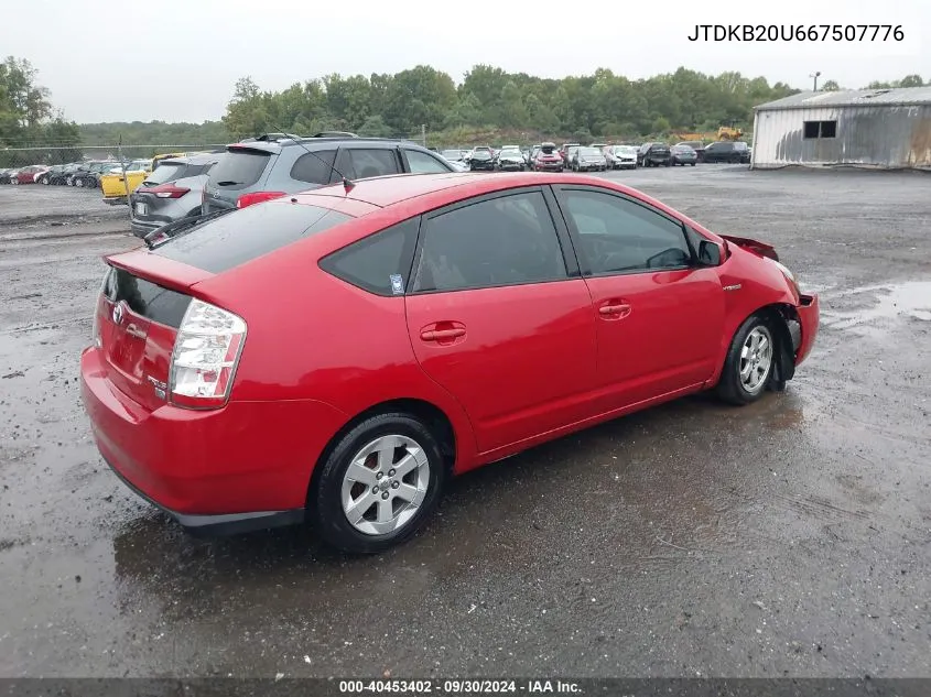 2006 Toyota Prius VIN: JTDKB20U667507776 Lot: 40453402