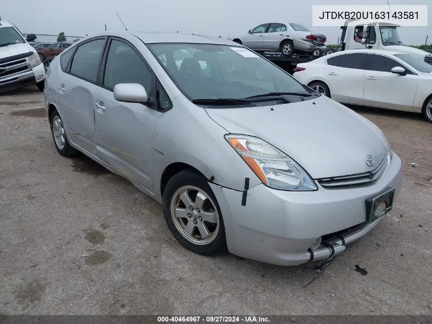 2006 Toyota Prius VIN: JTDKB20U163143581 Lot: 40464967