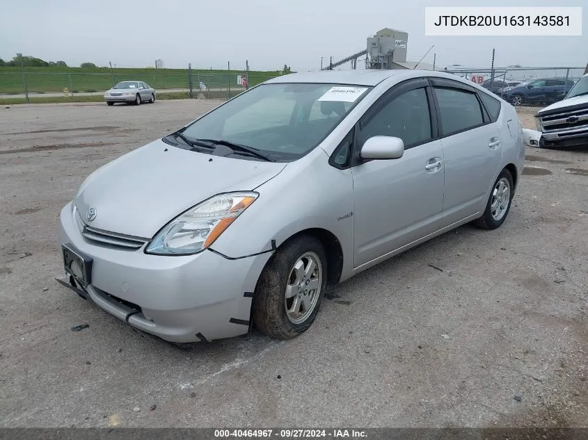 2006 Toyota Prius VIN: JTDKB20U163143581 Lot: 40464967