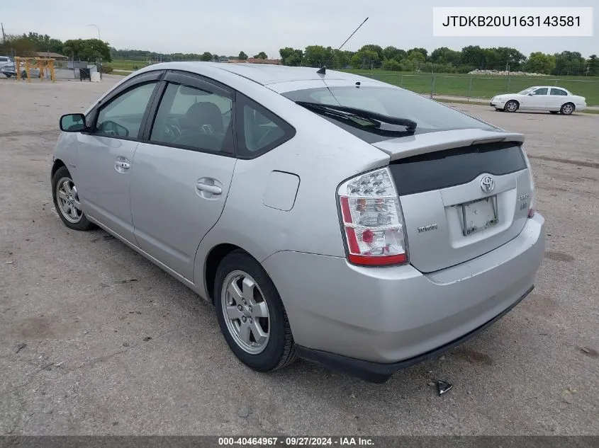 2006 Toyota Prius VIN: JTDKB20U163143581 Lot: 40464967