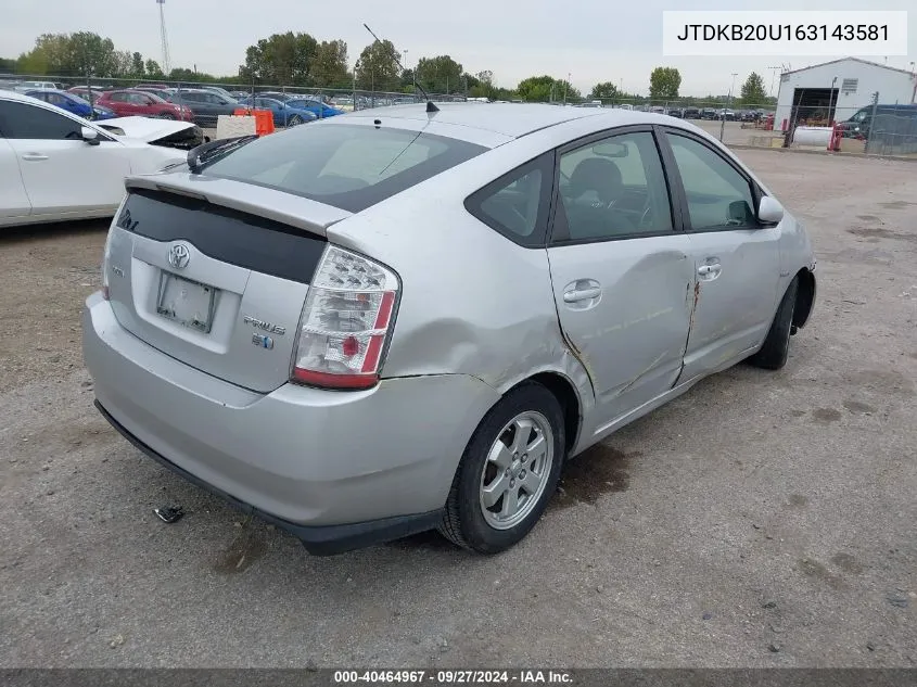 2006 Toyota Prius VIN: JTDKB20U163143581 Lot: 40464967