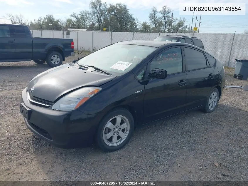 2006 Toyota Prius VIN: JTDKB20U963143554 Lot: 40467295