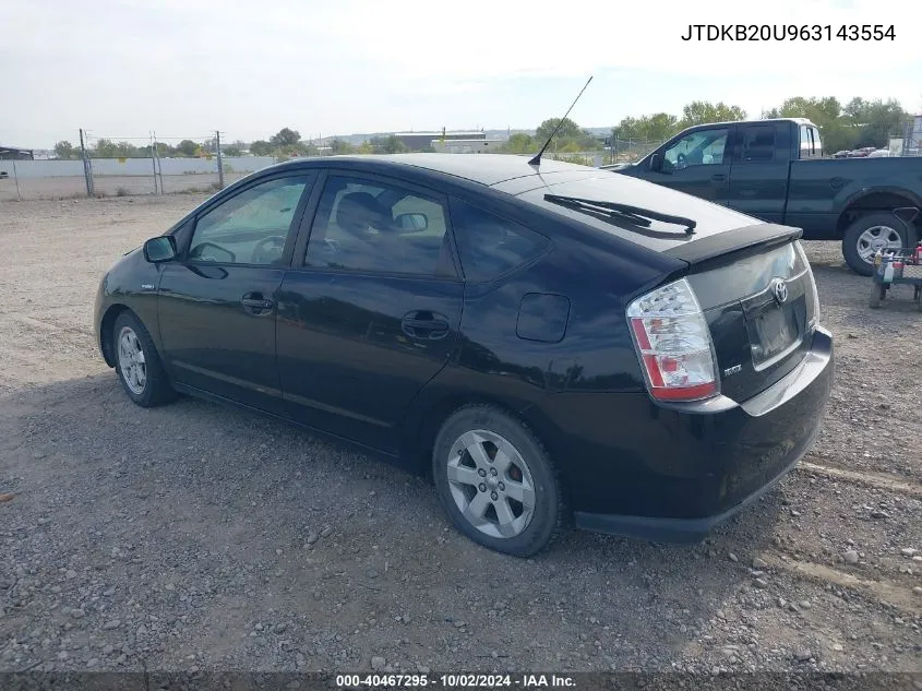 2006 Toyota Prius VIN: JTDKB20U963143554 Lot: 40467295