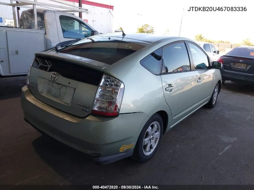 2006 Toyota Prius VIN: JTDKB20U467083336 Lot: 40472820