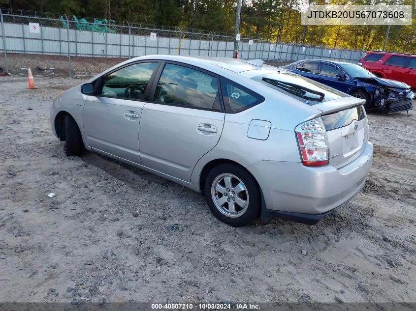 2006 Toyota Prius VIN: JTDKB20U567073608 Lot: 40507210