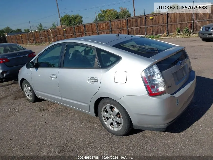 2006 Toyota Prius VIN: JTDKB20U867079533 Lot: 40525788