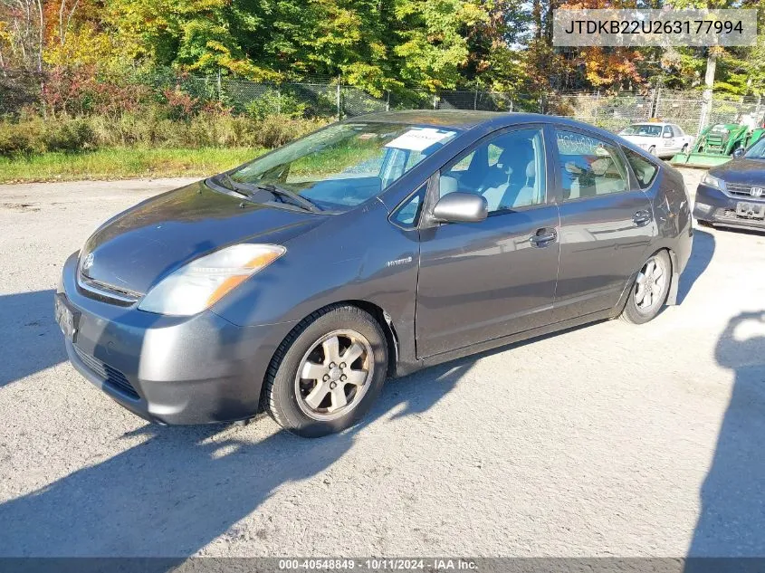 2006 Toyota Prius VIN: JTDKB22U263177994 Lot: 40548849