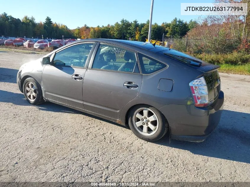 2006 Toyota Prius VIN: JTDKB22U263177994 Lot: 40548849