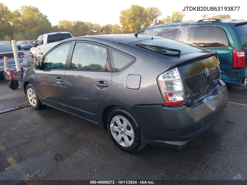 2006 Toyota Prius VIN: JTDKB20U863193877 Lot: 40558272