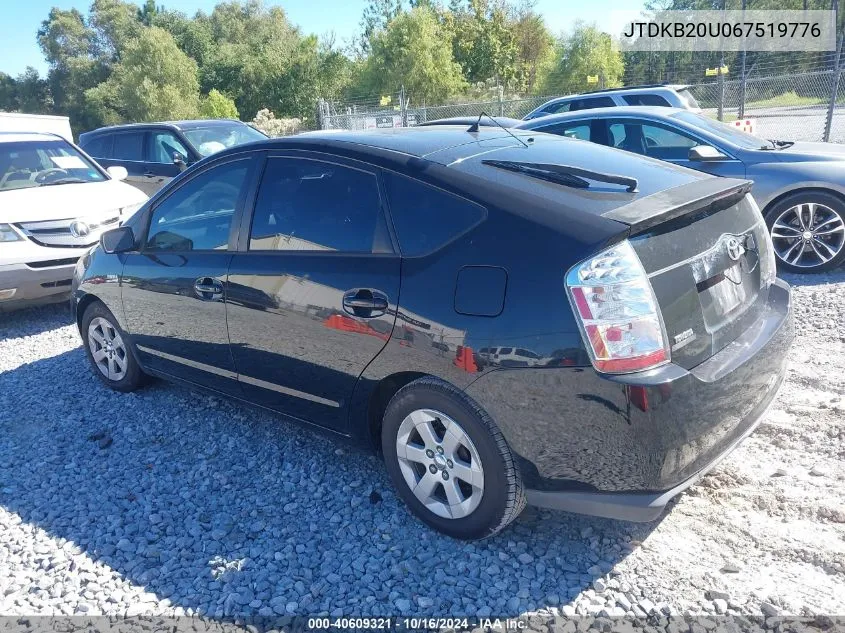 2006 Toyota Prius VIN: JTDKB20U067519776 Lot: 40609321