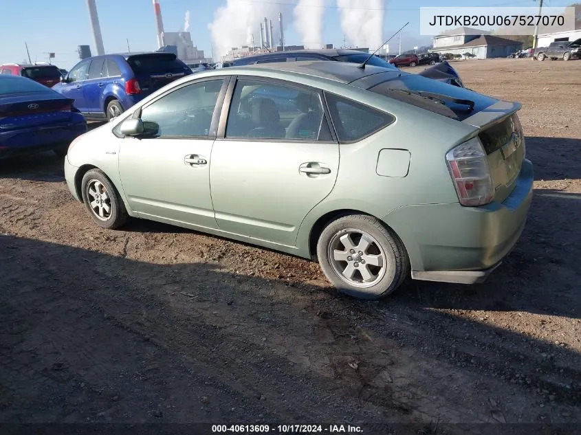 2006 Toyota Prius VIN: JTDKB20U067527070 Lot: 40613609