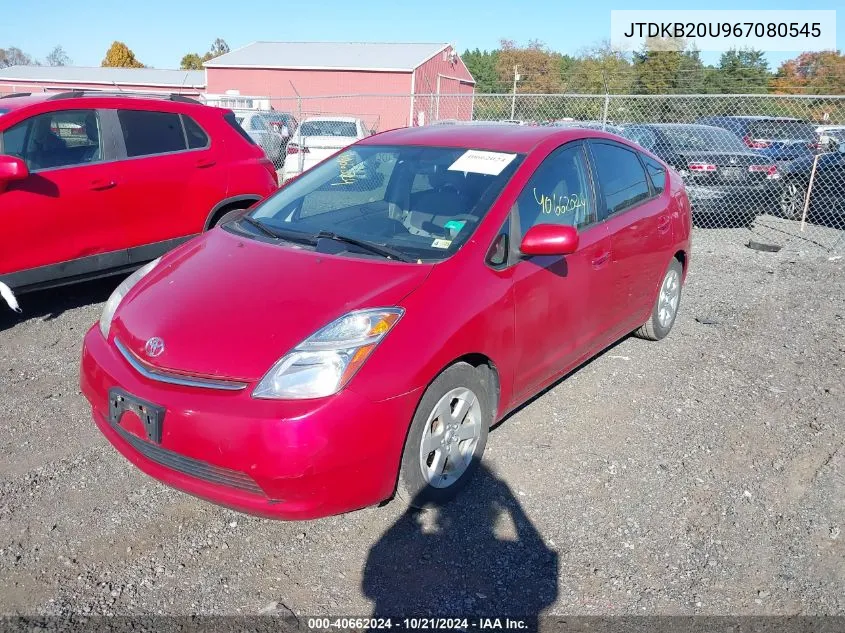 2006 Toyota Prius VIN: JTDKB20U967080545 Lot: 40662024