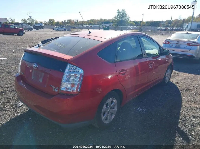 2006 Toyota Prius VIN: JTDKB20U967080545 Lot: 40662024