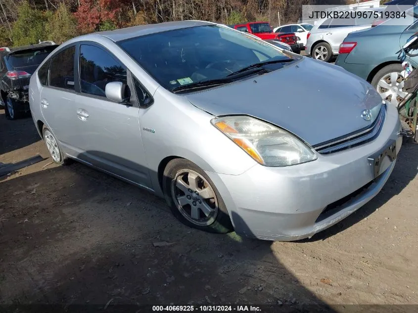 2006 Toyota Prius VIN: JTDKB22U967519384 Lot: 40669225