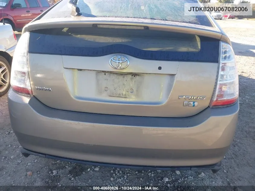 2006 Toyota Prius VIN: JTDKB20U067082006 Lot: 40680826