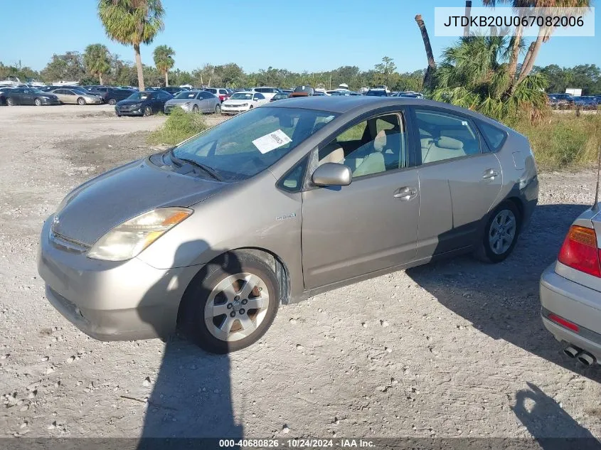 2006 Toyota Prius VIN: JTDKB20U067082006 Lot: 40680826