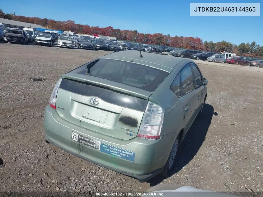 2006 Toyota Prius VIN: JTDKB22U463144365 Lot: 40682132