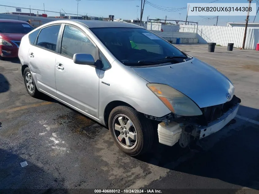 2006 Toyota Prius VIN: JTDKB20UX63144308 Lot: 40688012