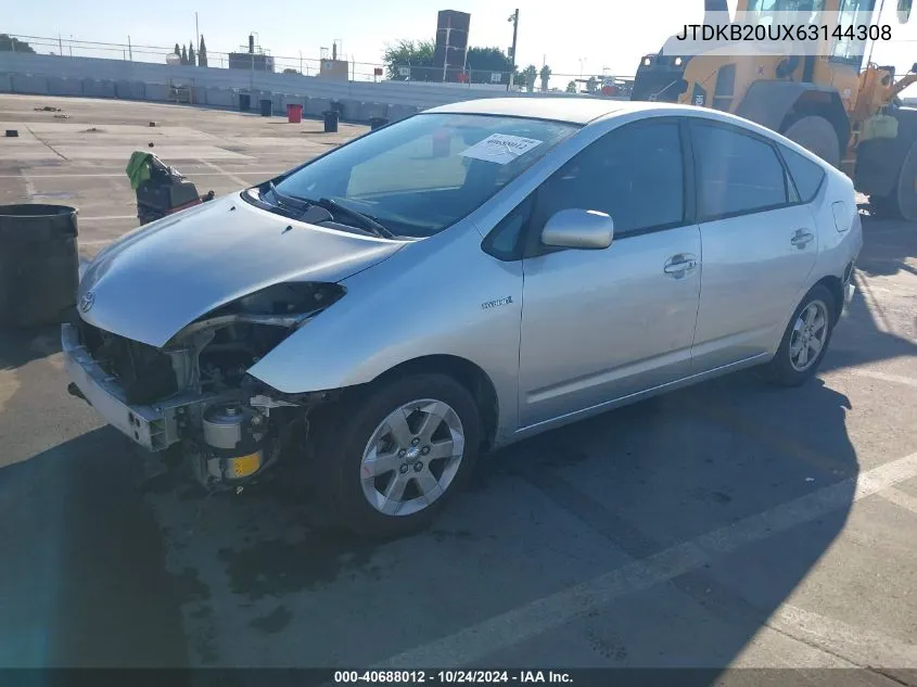 2006 Toyota Prius VIN: JTDKB20UX63144308 Lot: 40688012