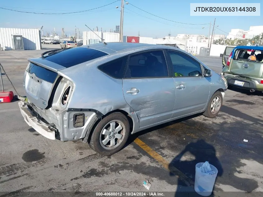 2006 Toyota Prius VIN: JTDKB20UX63144308 Lot: 40688012