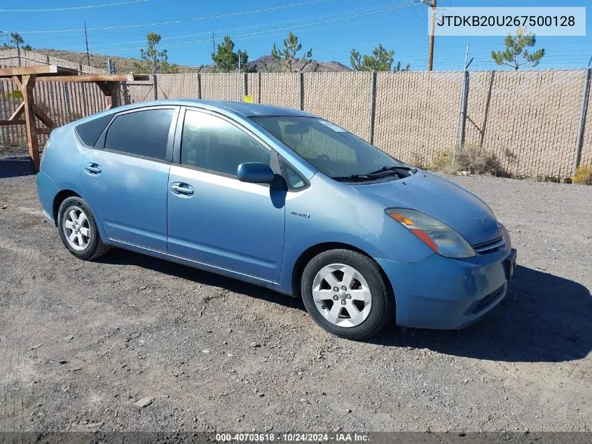 2006 Toyota Prius VIN: JTDKB20U267500128 Lot: 40703618