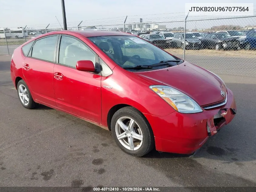 2006 Toyota Prius VIN: JTDKB20U967077564 Lot: 40712410