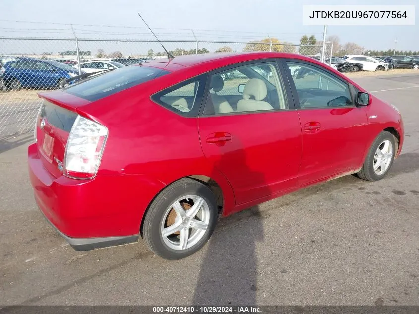 2006 Toyota Prius VIN: JTDKB20U967077564 Lot: 40712410