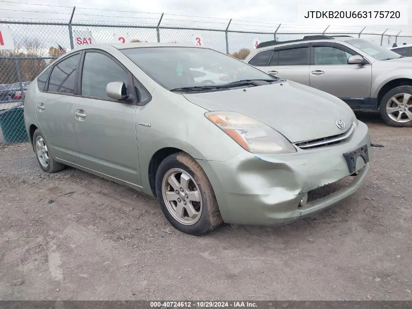 2006 Toyota Prius VIN: JTDKB20U663175720 Lot: 40724612