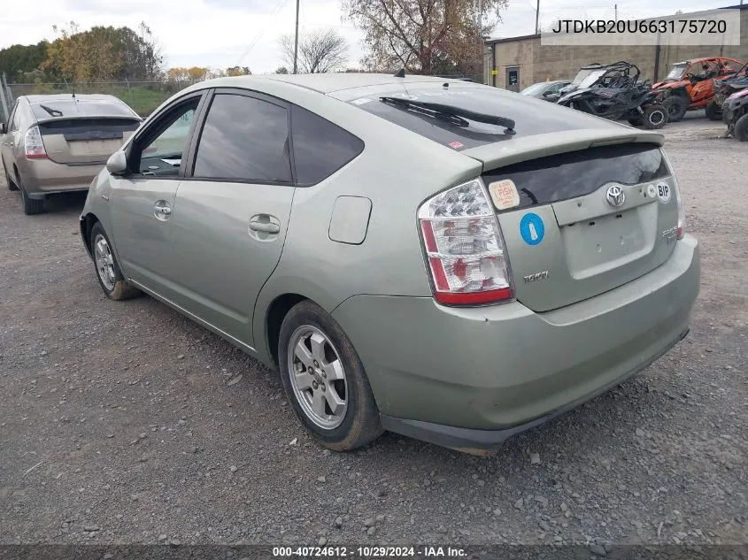 2006 Toyota Prius VIN: JTDKB20U663175720 Lot: 40724612