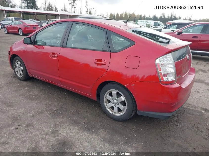 2006 Toyota Prius VIN: JTDKB20U863162094 Lot: 40733363