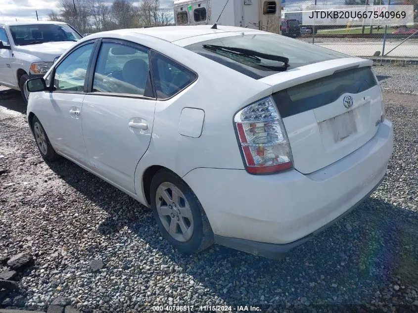 2006 Toyota Prius VIN: JTDKB20U667540969 Lot: 40786517