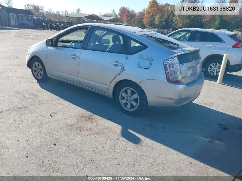 2006 Toyota Prius VIN: JTDKB20U163138820 Lot: 40790426