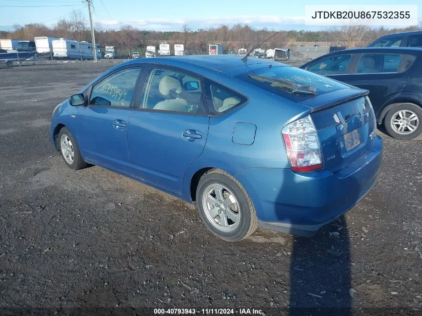 2006 Toyota Prius VIN: JTDKB20U867532355 Lot: 40793943