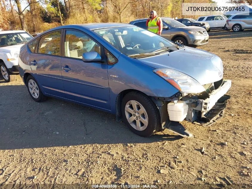 2006 Toyota Prius VIN: JTDKB20U067507465 Lot: 40808506