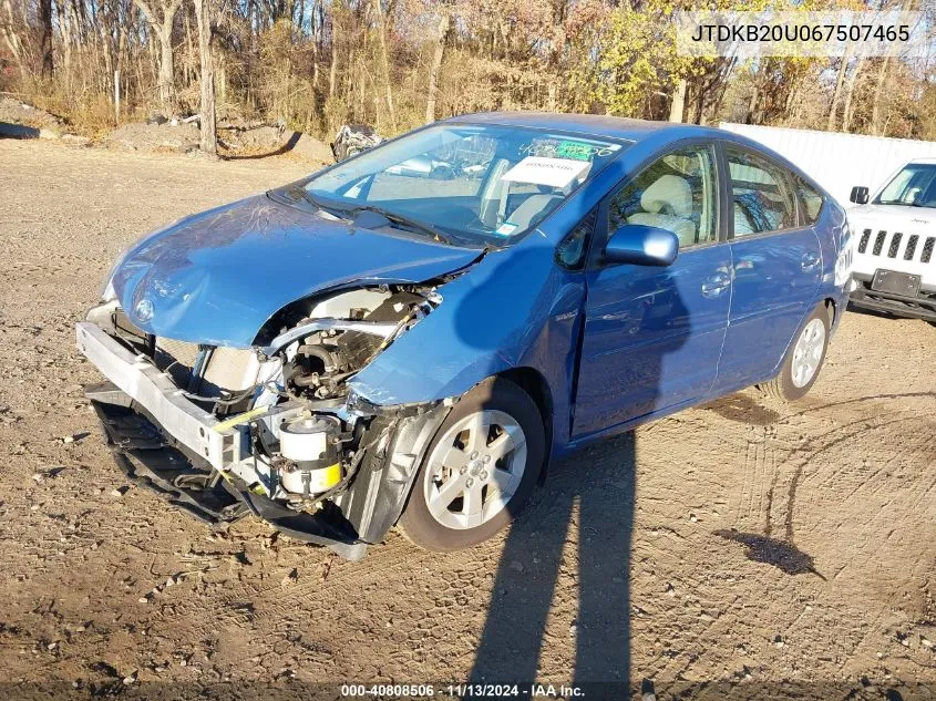 2006 Toyota Prius VIN: JTDKB20U067507465 Lot: 40808506