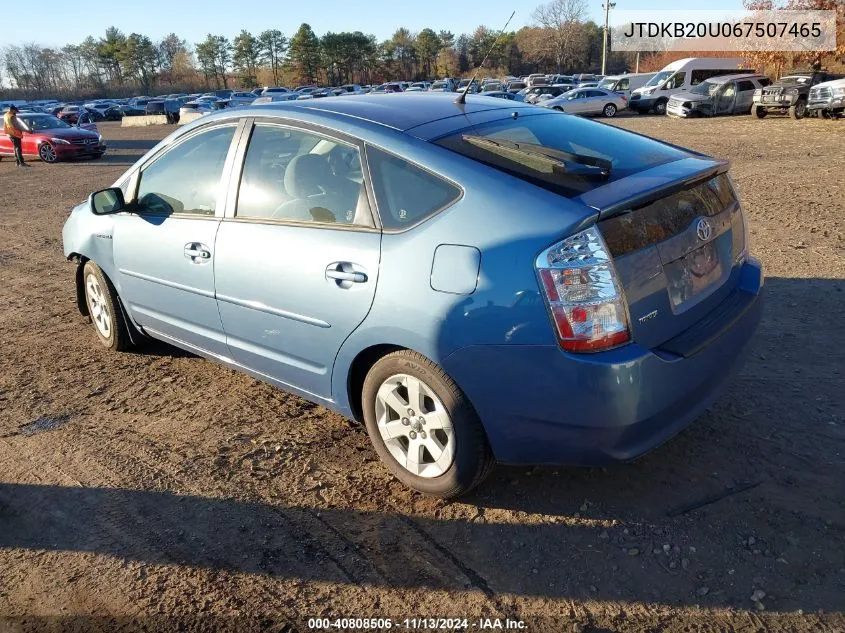 2006 Toyota Prius VIN: JTDKB20U067507465 Lot: 40808506